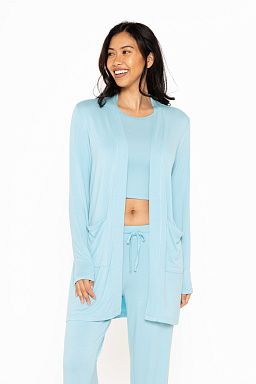 Lounge Open-Front Terry Cardigan Bright blue