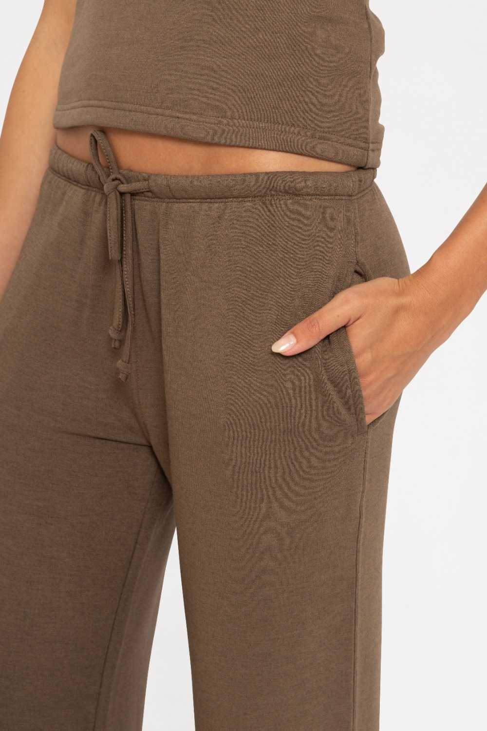 Low Waist Lounge Wide Leg Pants Java