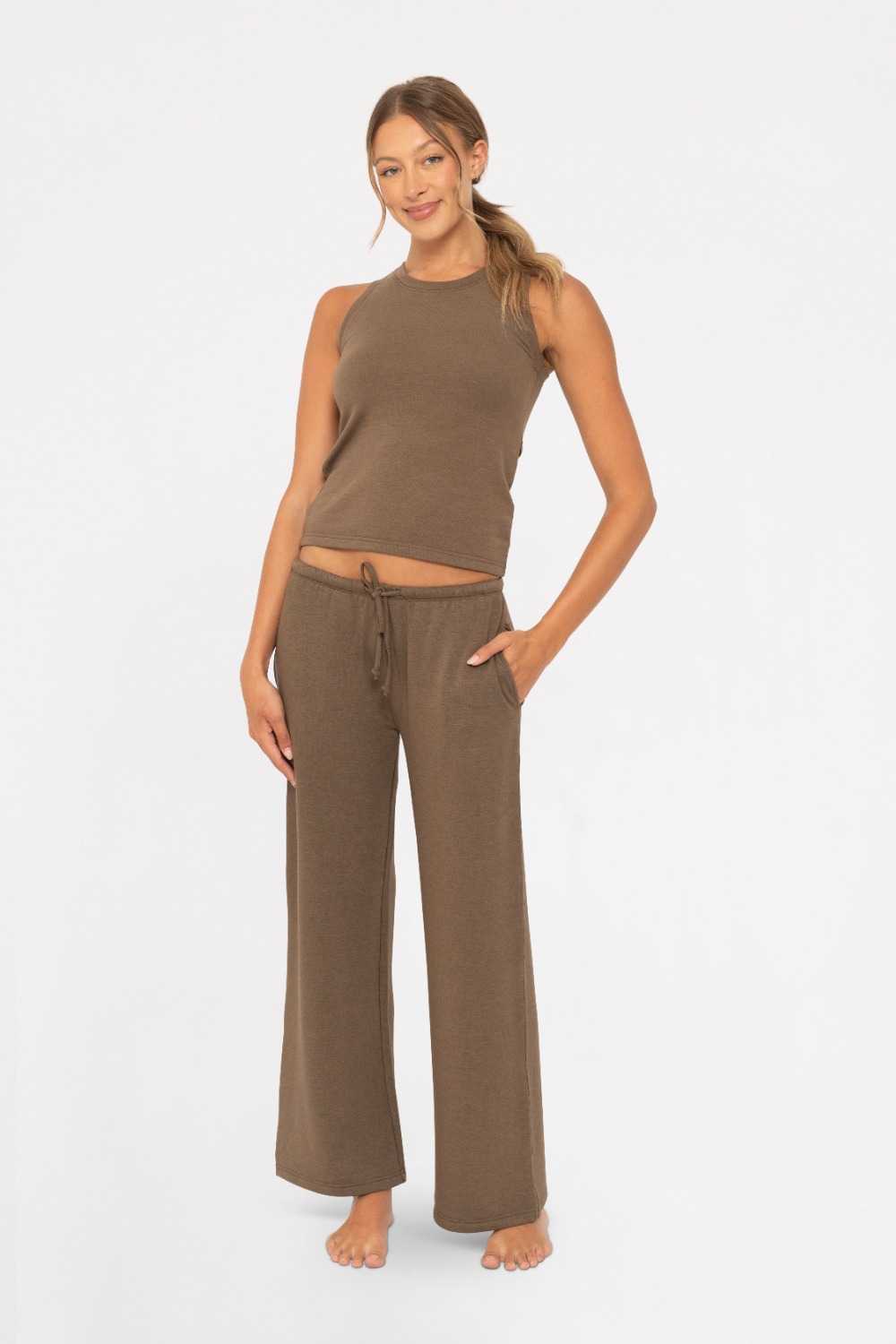 Low Waist Lounge Wide Leg Pants Java