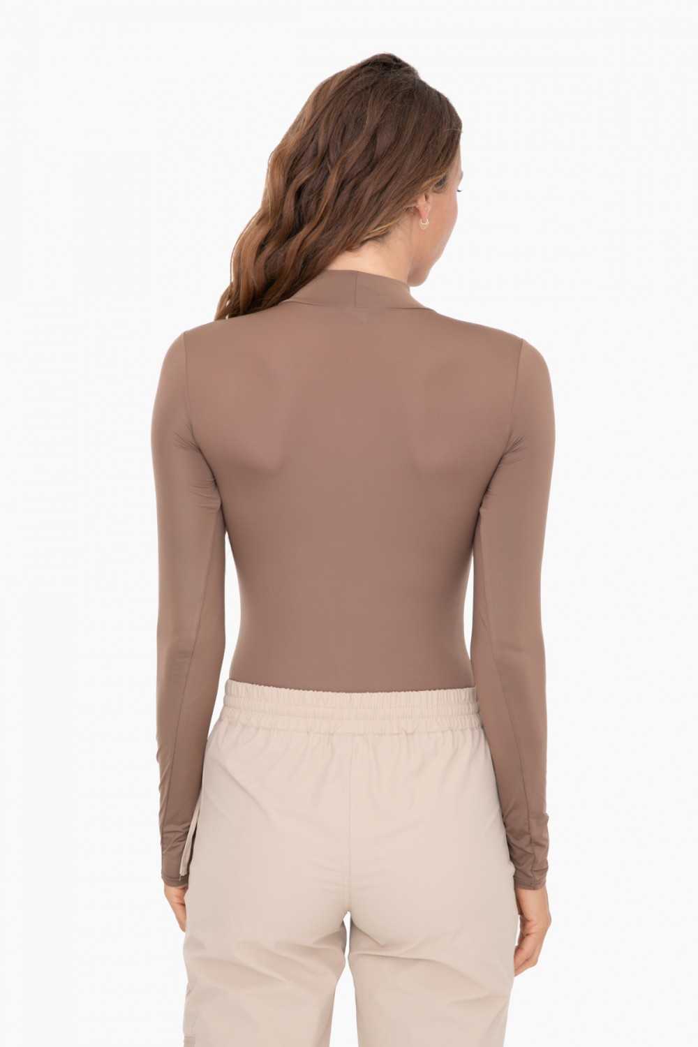 Metallic Mock Neck Long Sleeve Bodysuit
