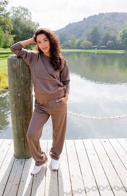 Micro Fleece Wide Leg Pants Java