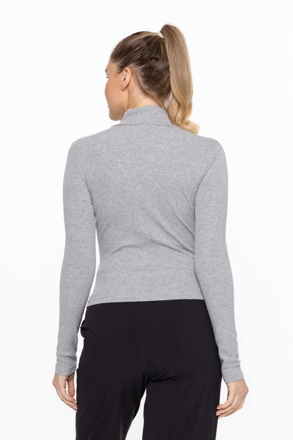 MICRO RIBBED LONG SLEEVE TURTLENECK Heather grey