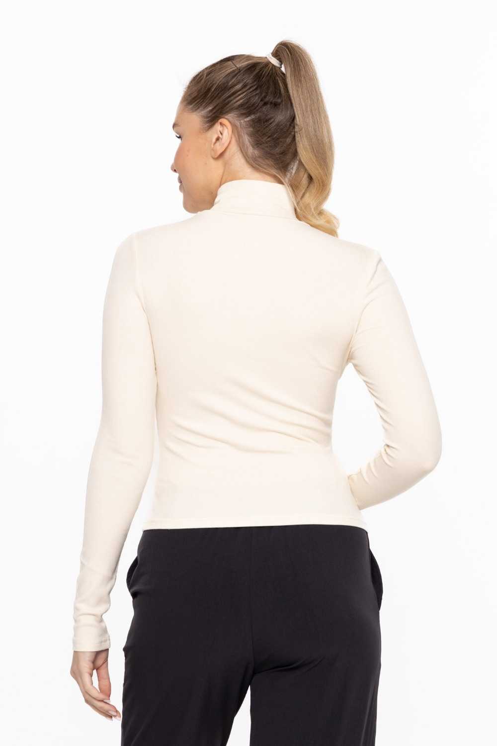MICRO RIBBED LONG SLEEVE TURTLENECK Natural