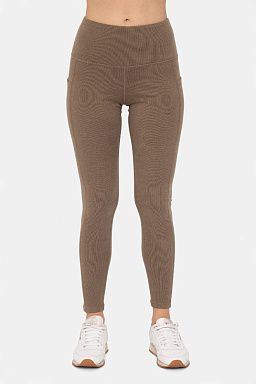 Micro-Ribbed Swoop Back High-Waisted Pocket Leggings Java