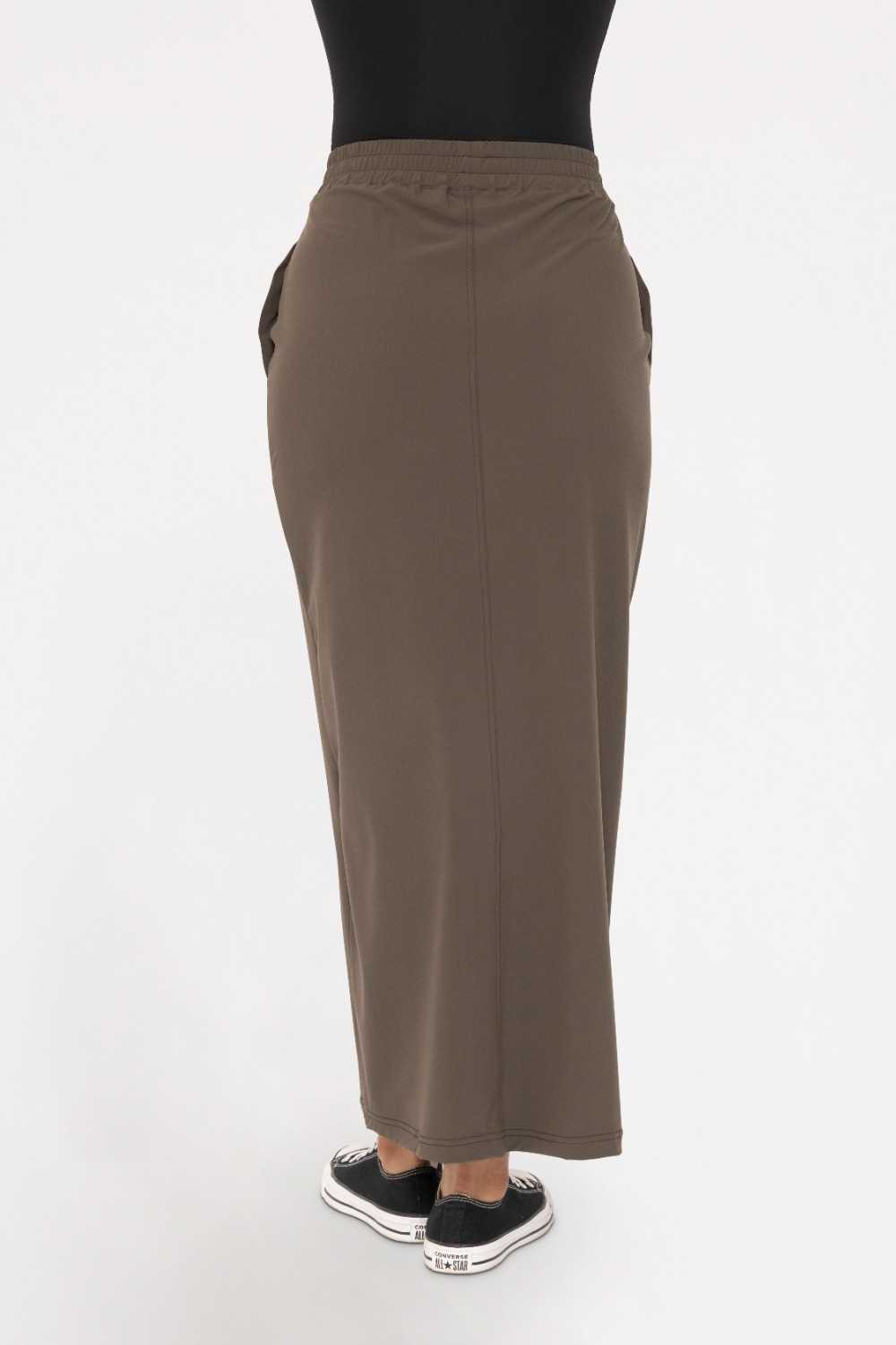 Mid-Rise Adjustable Cargo Maxi Skirt Dark olive