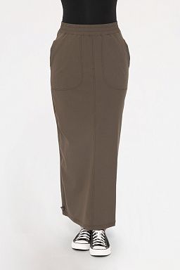 Mid-Rise Adjustable Cargo Maxi Skirt Dark olive