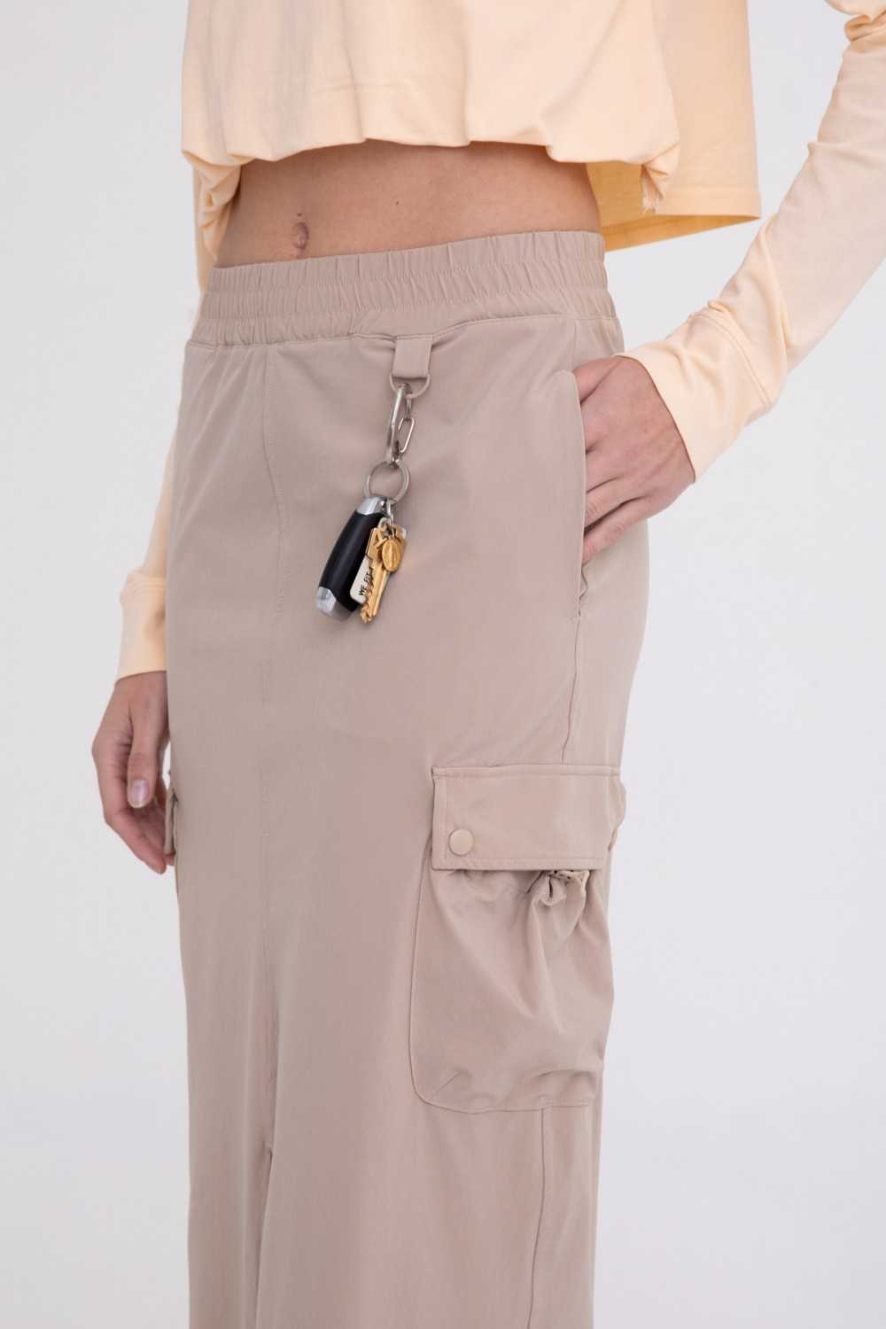 Mid-Rise Front Slit Cargo Maxi Skirt