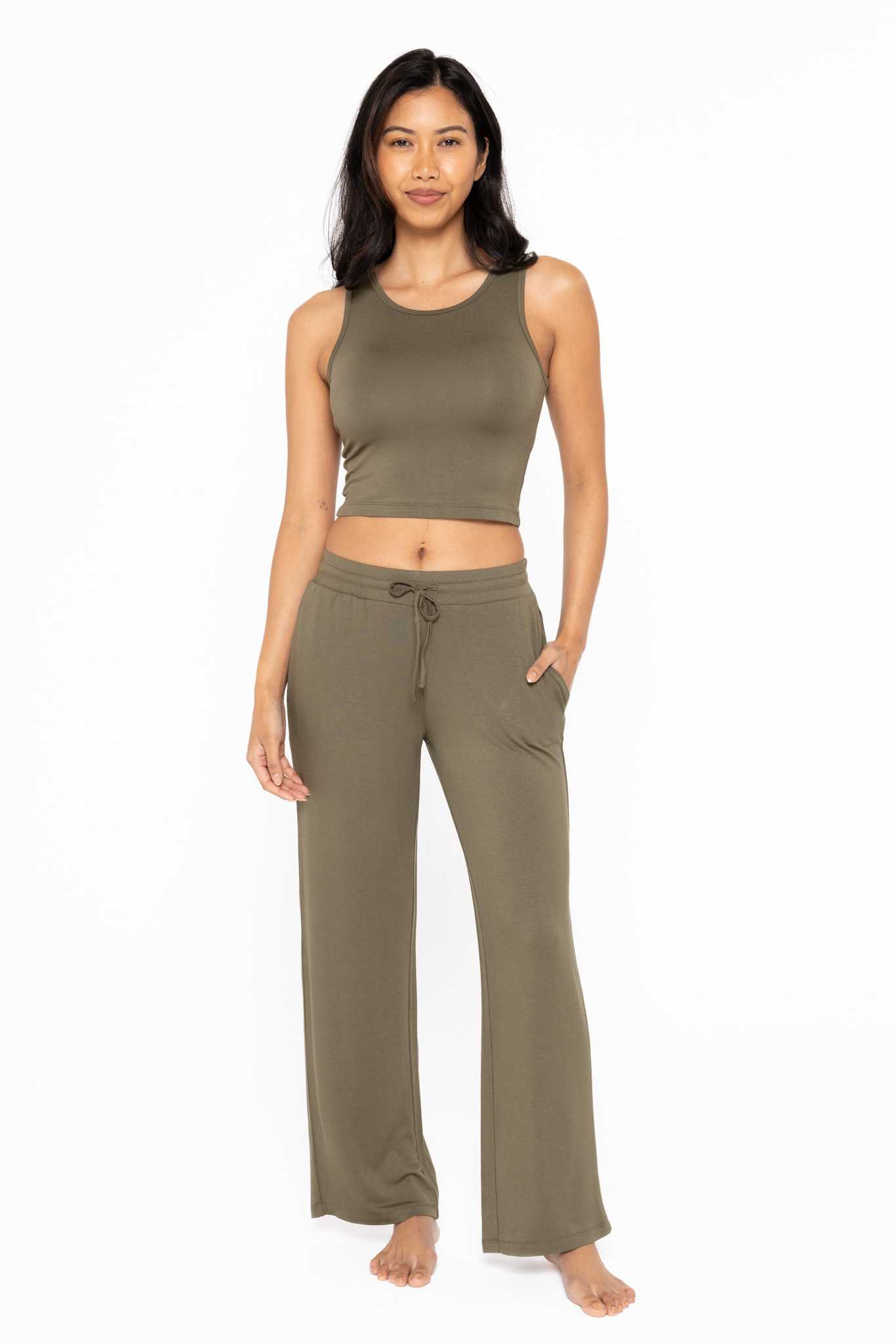 Mid-Rise Lounge Terry Pants Ivy green