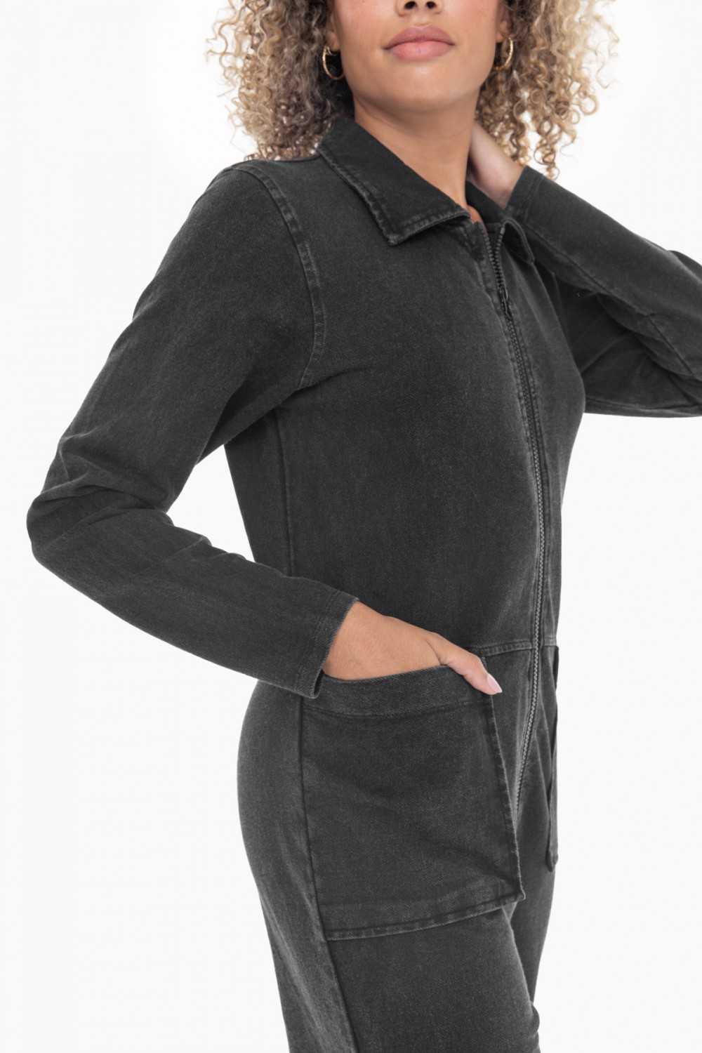 Mineral Wash Cotton Blend Jumpsuit