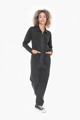 Mineral Wash Cotton Blend Jumpsuit