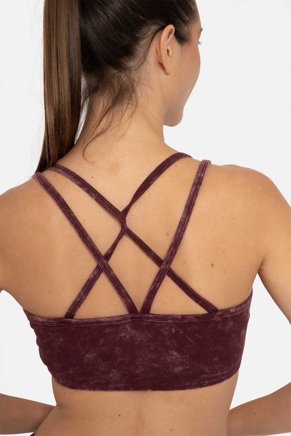 Mineral Wash Cotton Blend Lounge Bra Plum 24