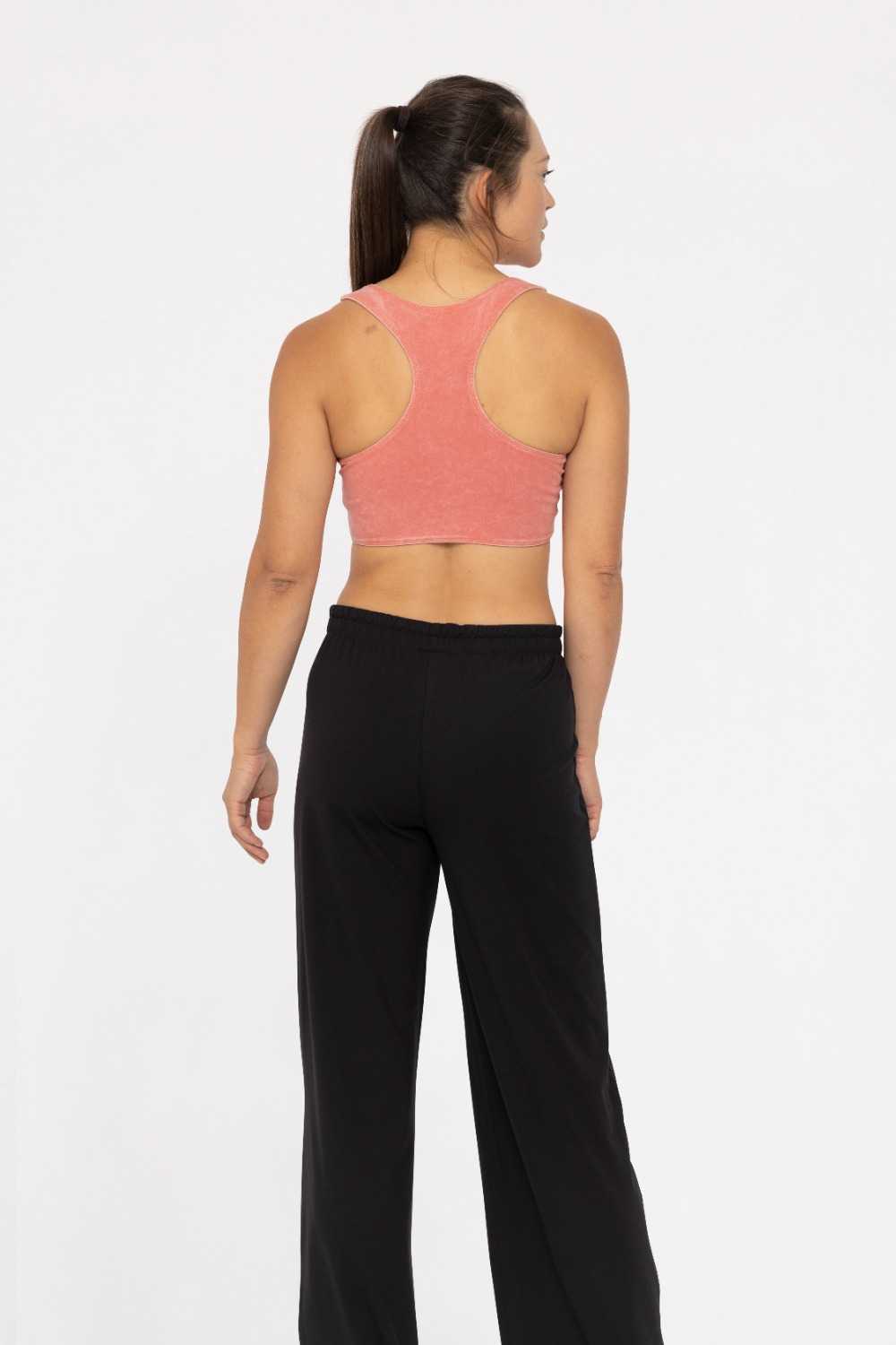 Mineral Wash Cotton Blend Racerback Bra Red clay