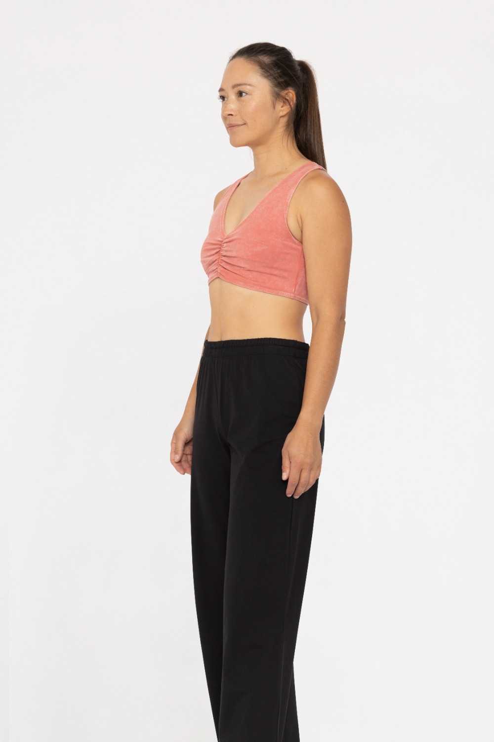 Mineral Wash Cotton Blend Racerback Bra Red clay