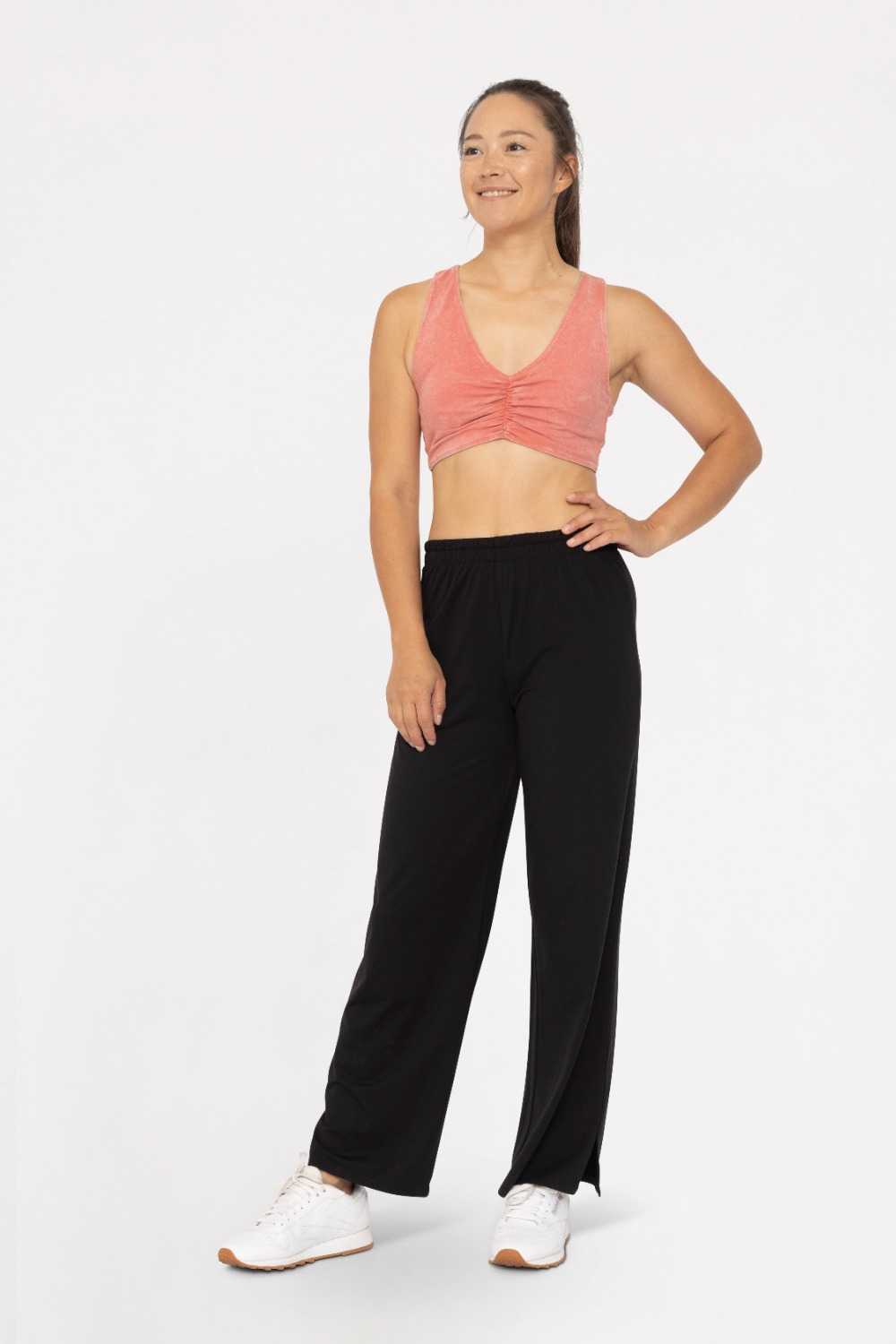 Mineral Wash Cotton Blend Racerback Bra Red clay