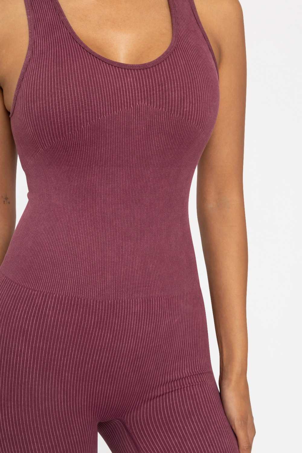 Mineral Wash Ribbed Active Romper Plum 24