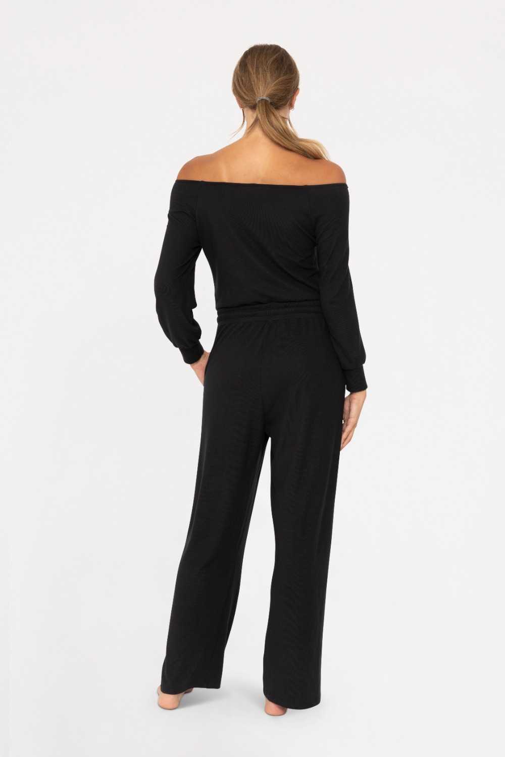 Off-the-Shoulder Lounge Jumpsuit Black