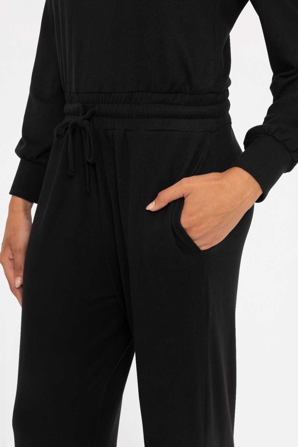 Off-the-Shoulder Lounge Jumpsuit Black