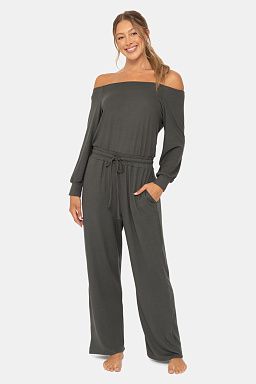 Off-the-Shoulder Lounge Jumpsuit Urban grey