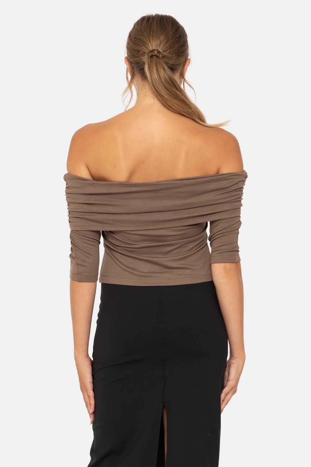 Off the Shoulder Ruched Top Java