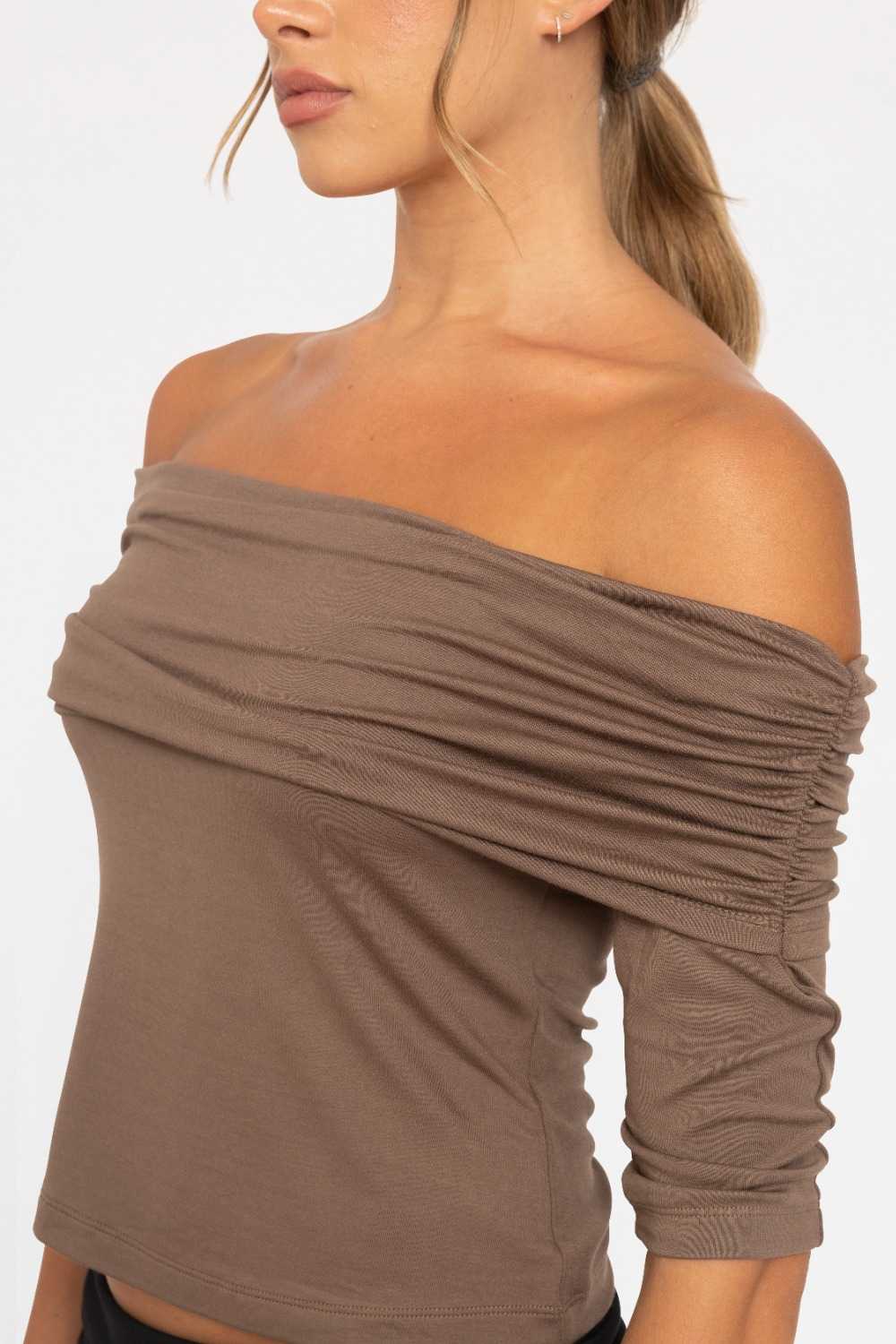 Off the Shoulder Ruched Top Java