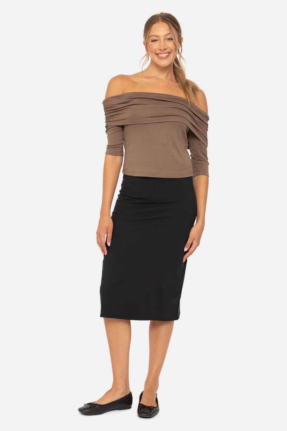 Off the Shoulder Ruched Top Java