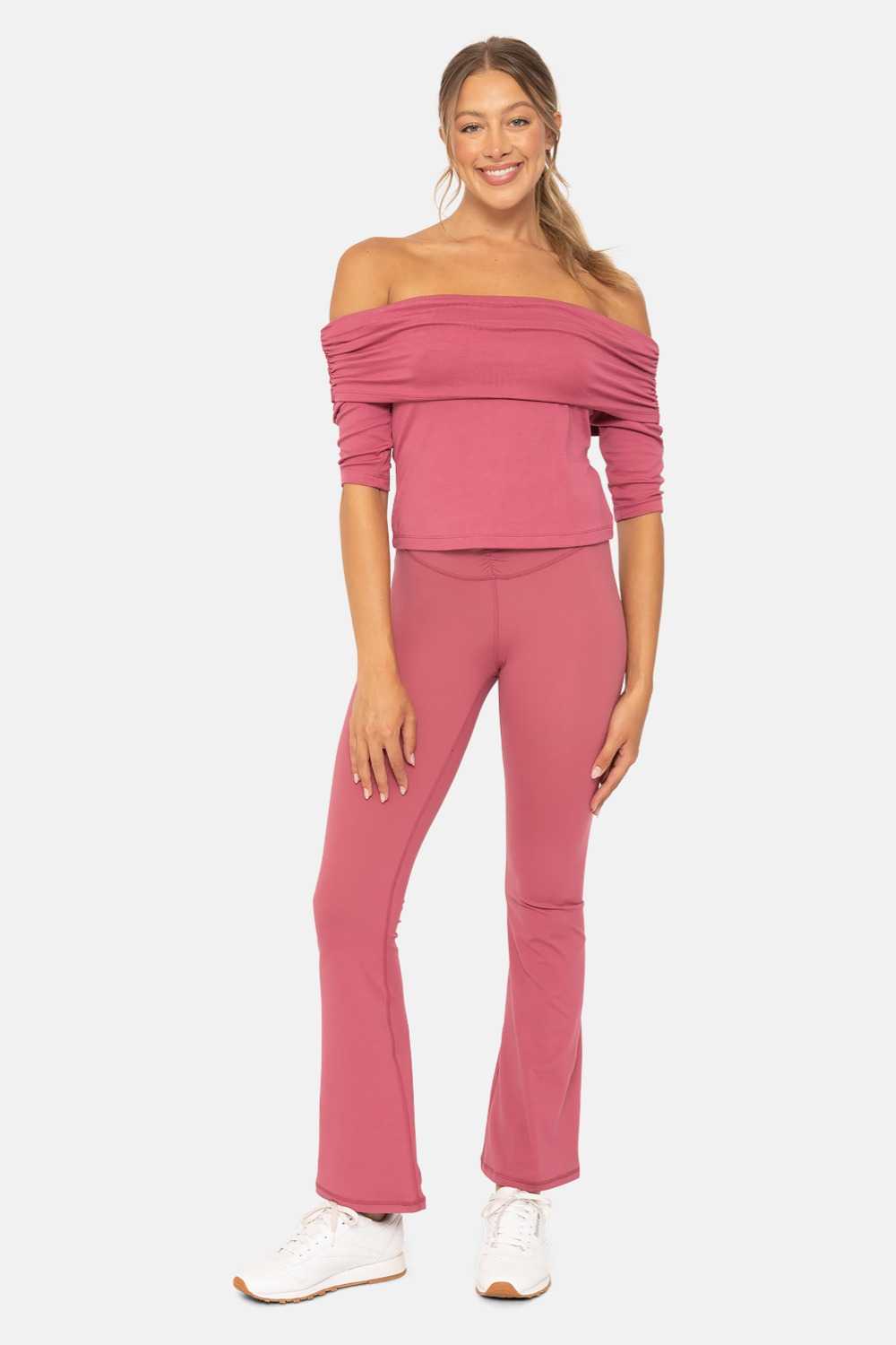 Off the Shoulder Ruched Top Soft magenta