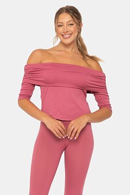 Off the Shoulder Ruched Top Soft magenta