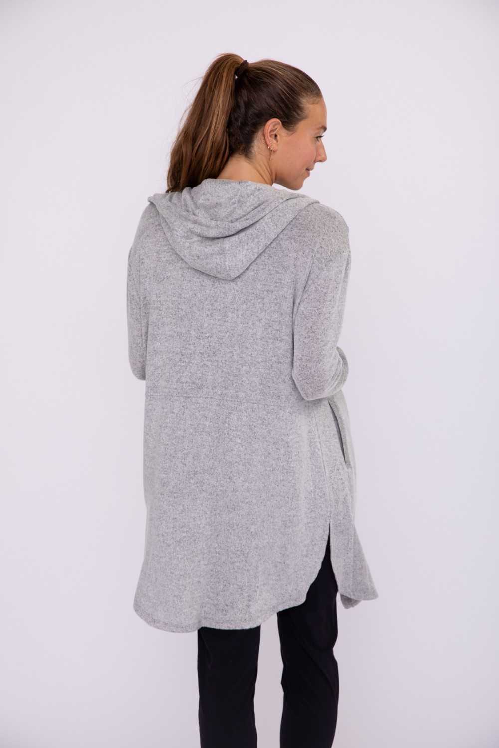 Open Front Hooded Cardigan with Pockets