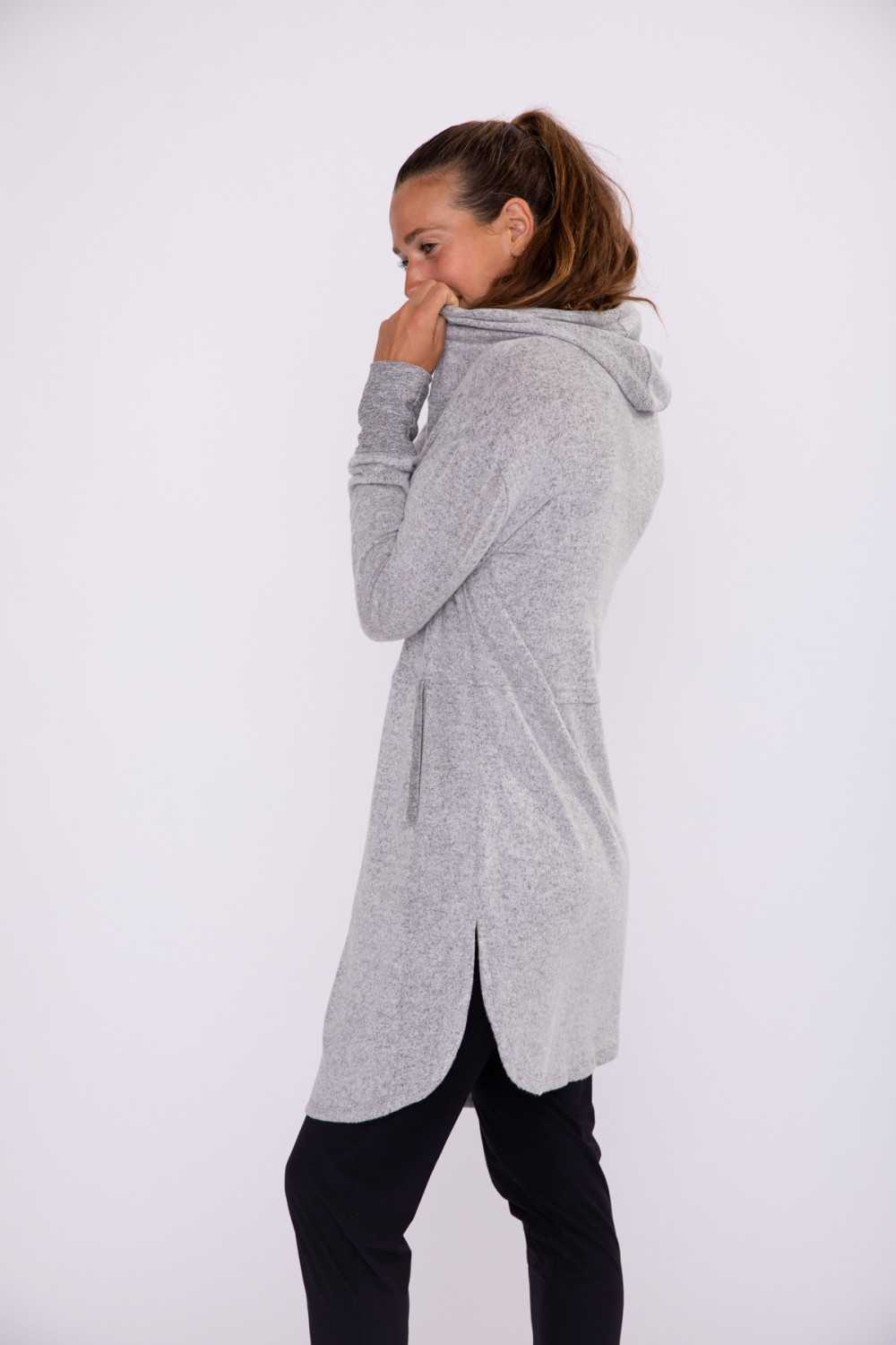 Open Front Hooded Cardigan with Pockets