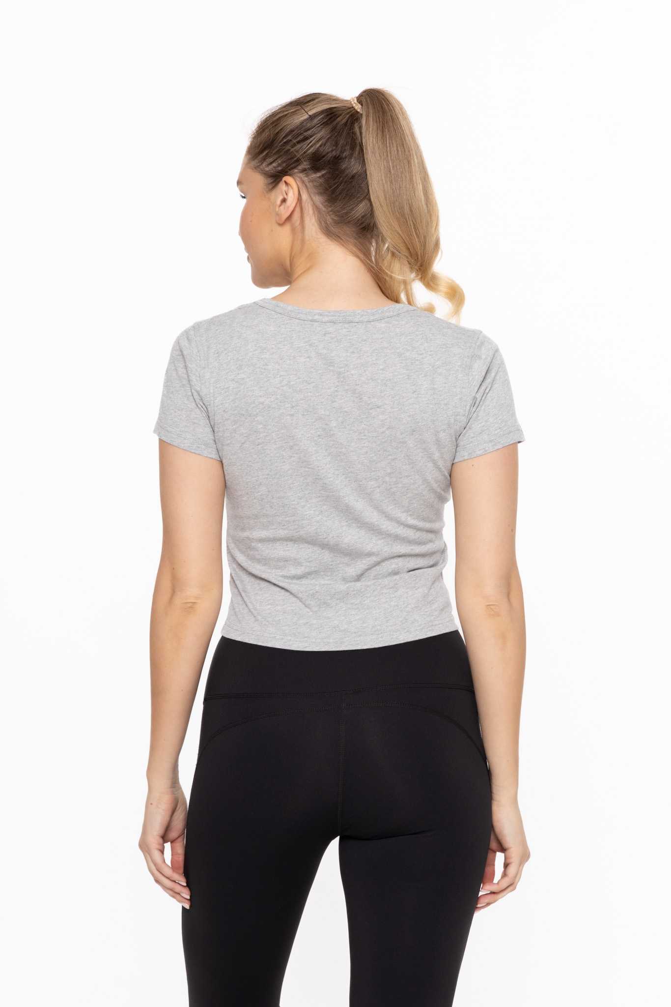 Organic Cotton Fit V-Neck Short Sleeve Shirt Heather grey