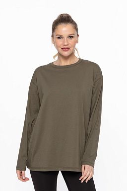 Organic Cotton Long Sleeve Boyfriend Tee Ivy green