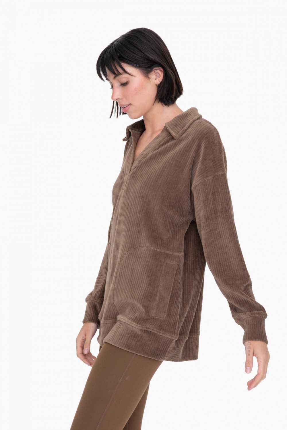 Oversized Collared Corduroy Pullover