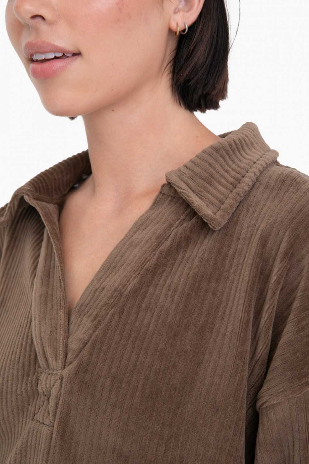 Oversized Collared Corduroy Pullover
