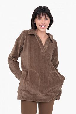 Oversized Collared Corduroy Pullover