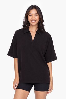 Oversized Collared Tee Black