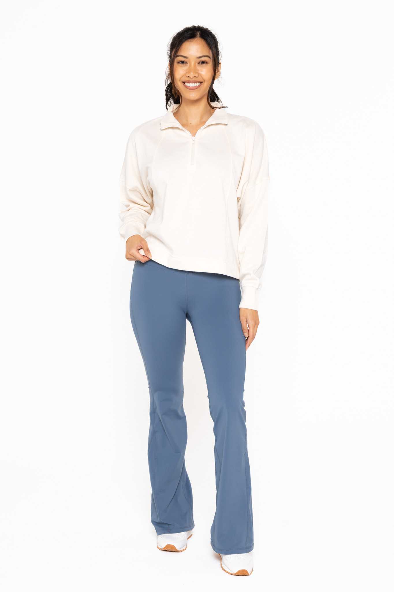 Plush Half-Zip Fleece Pullover Pearled ivory