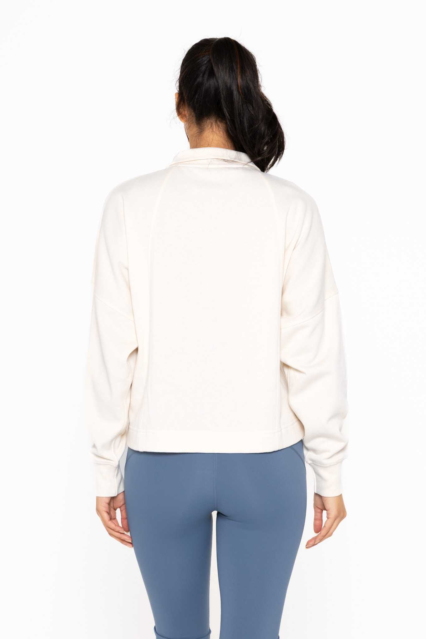 Plush Half-Zip Fleece Pullover Pearled ivory