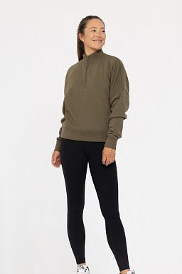 Princess Seam Quarter Zip Pullover Sweatshirt Ivy green