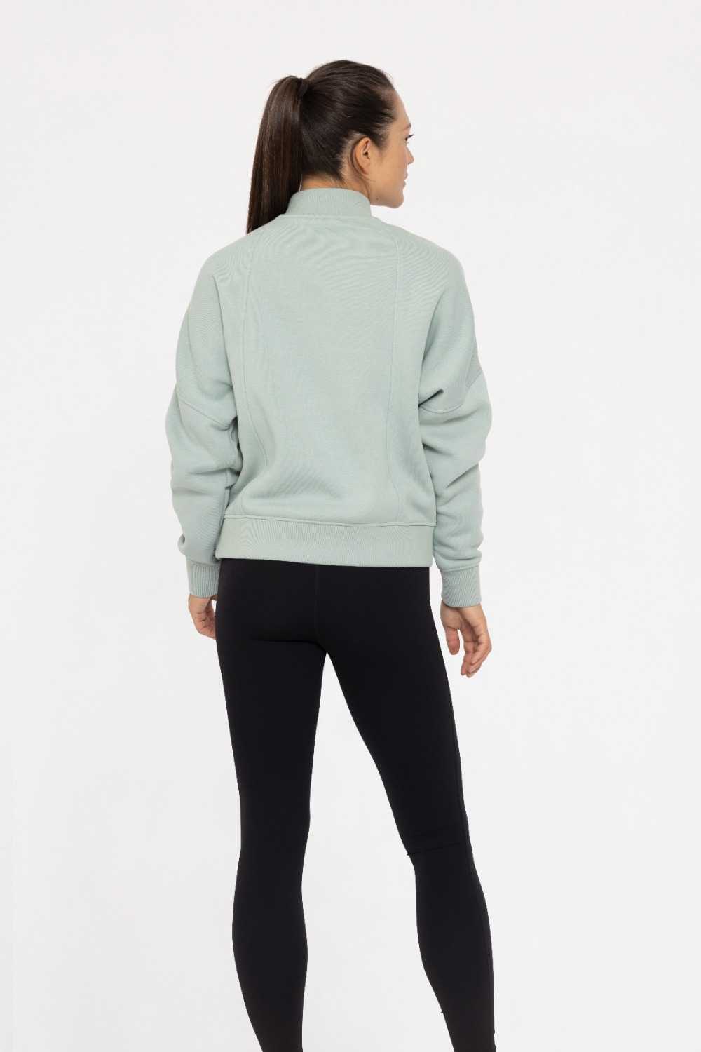 Princess Seam Quarter Zip Pullover Sweatshirt Vintage blue