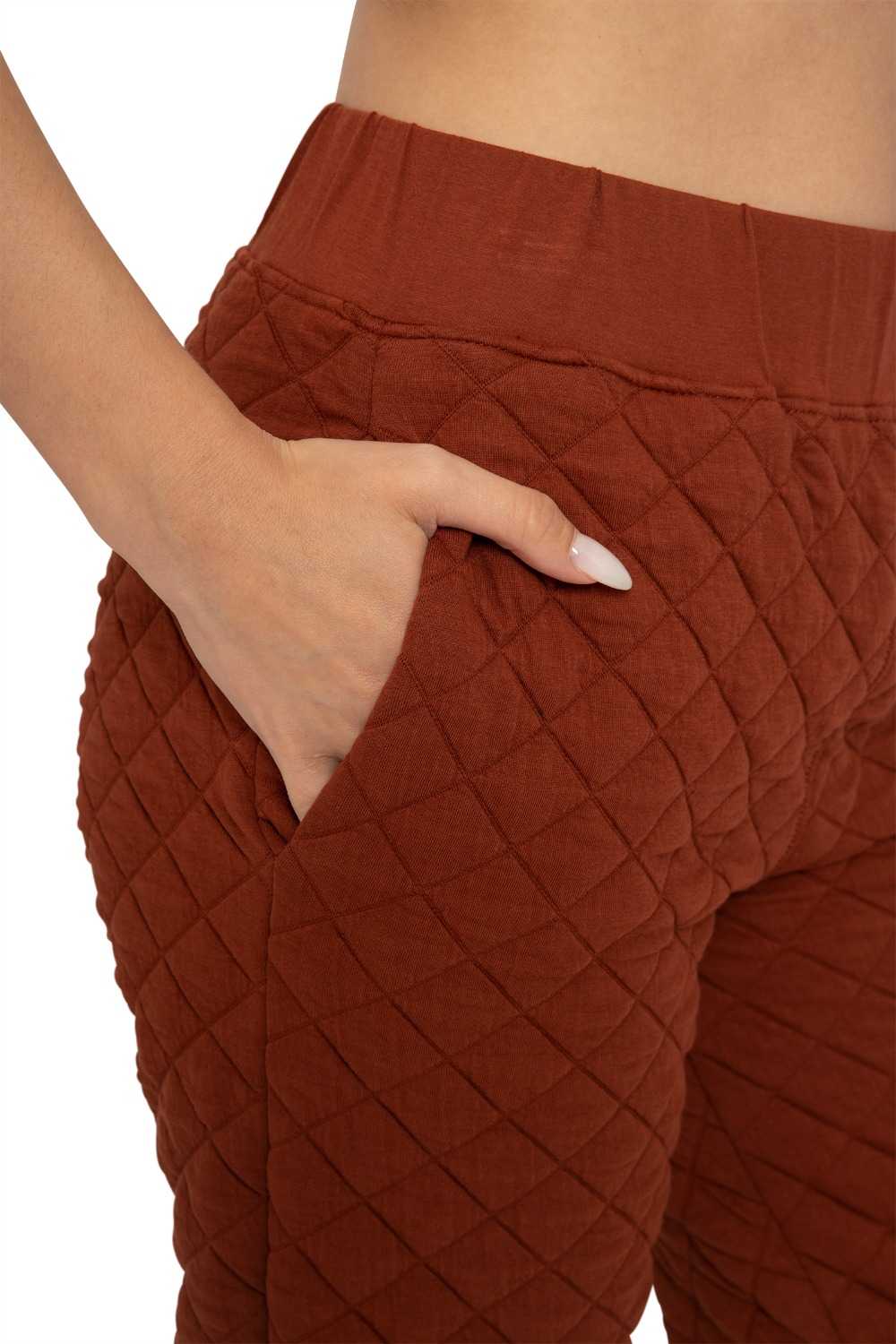 Quilted Jersey Joggers Mahogany
