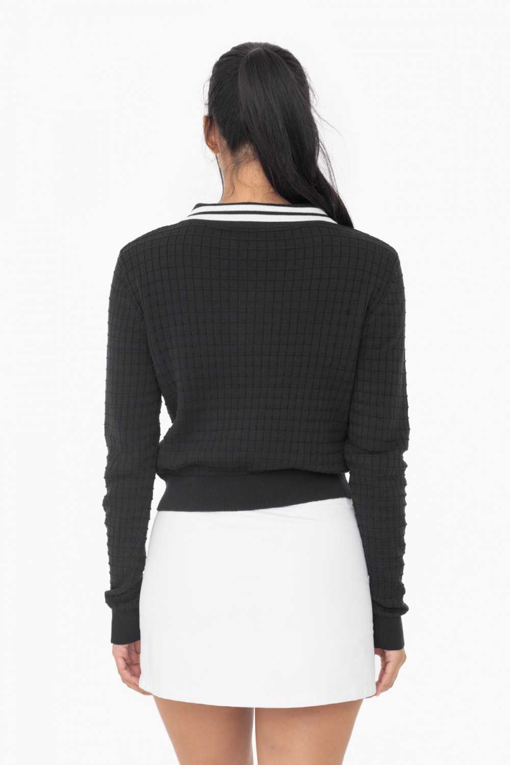 Retro Stripe Jacquard Knit Collared Sweater