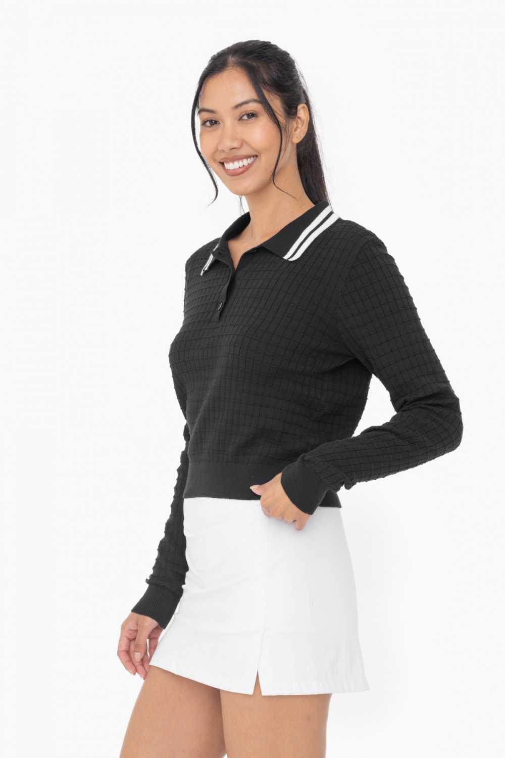 Retro Stripe Jacquard Knit Collared Sweater