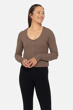 Ribbed Button Down Cardigan Java