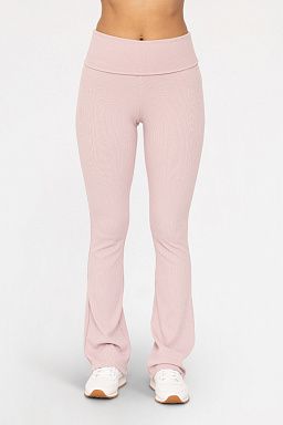 Ribbed Foldover Waist Lounge Flare Pants Cool mauve