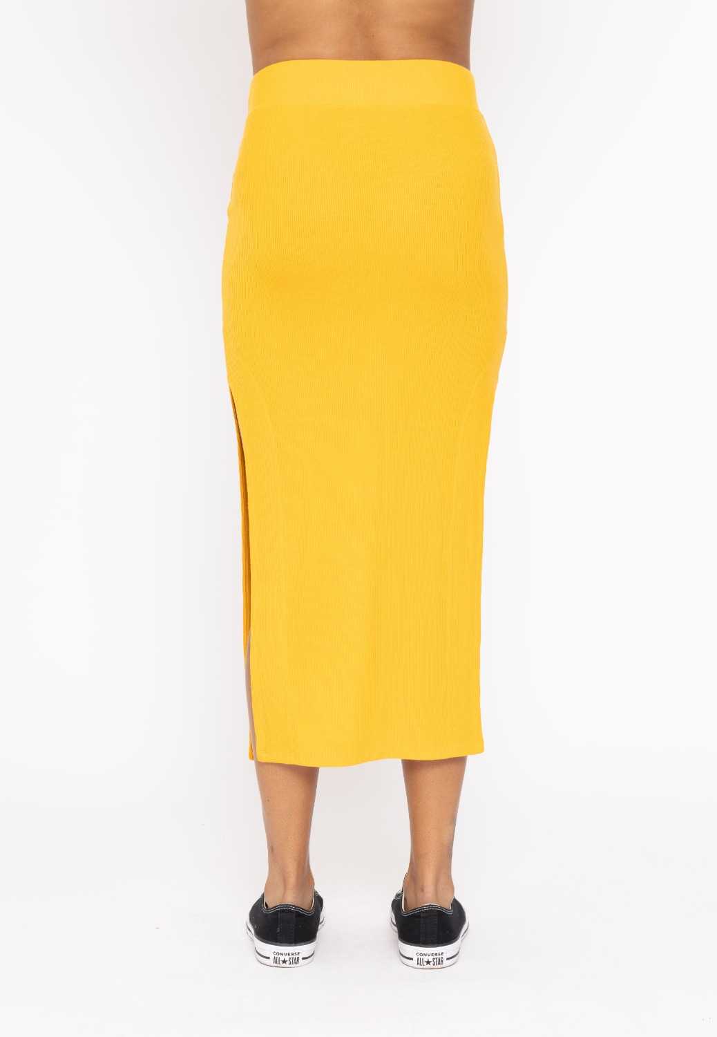 Ribbed High Waisted Midi Skirt Mango