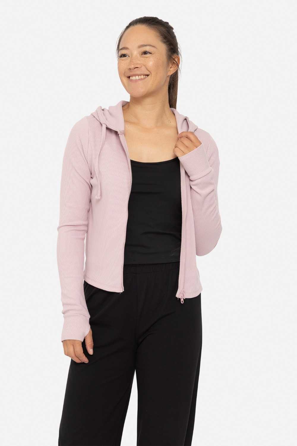 Ribbed Lounge Hoodie Cool mauve