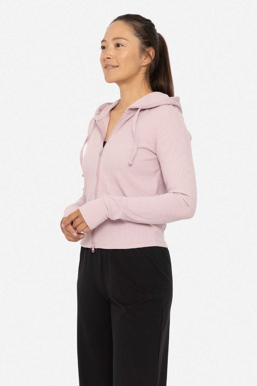 Ribbed Lounge Hoodie Cool mauve