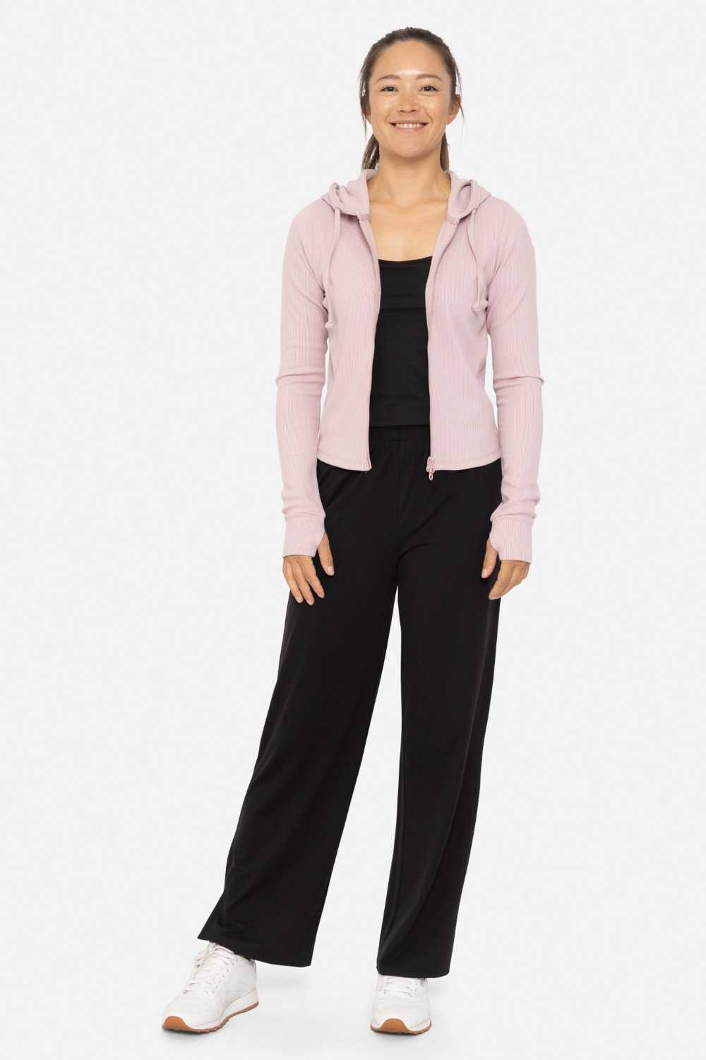 Ribbed Lounge Hoodie Cool mauve