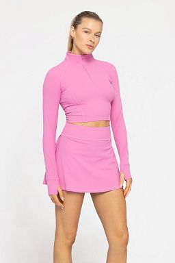 RIBBED RAGLAN ZIP JACKET Fuschia