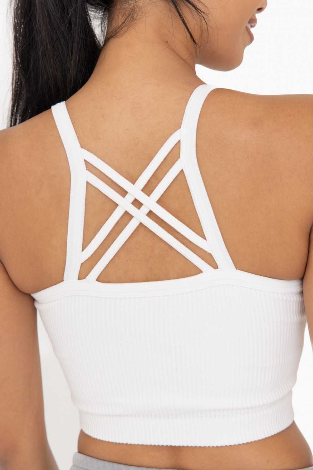 Ribbed Seamless Crop Tank with Strappy Back